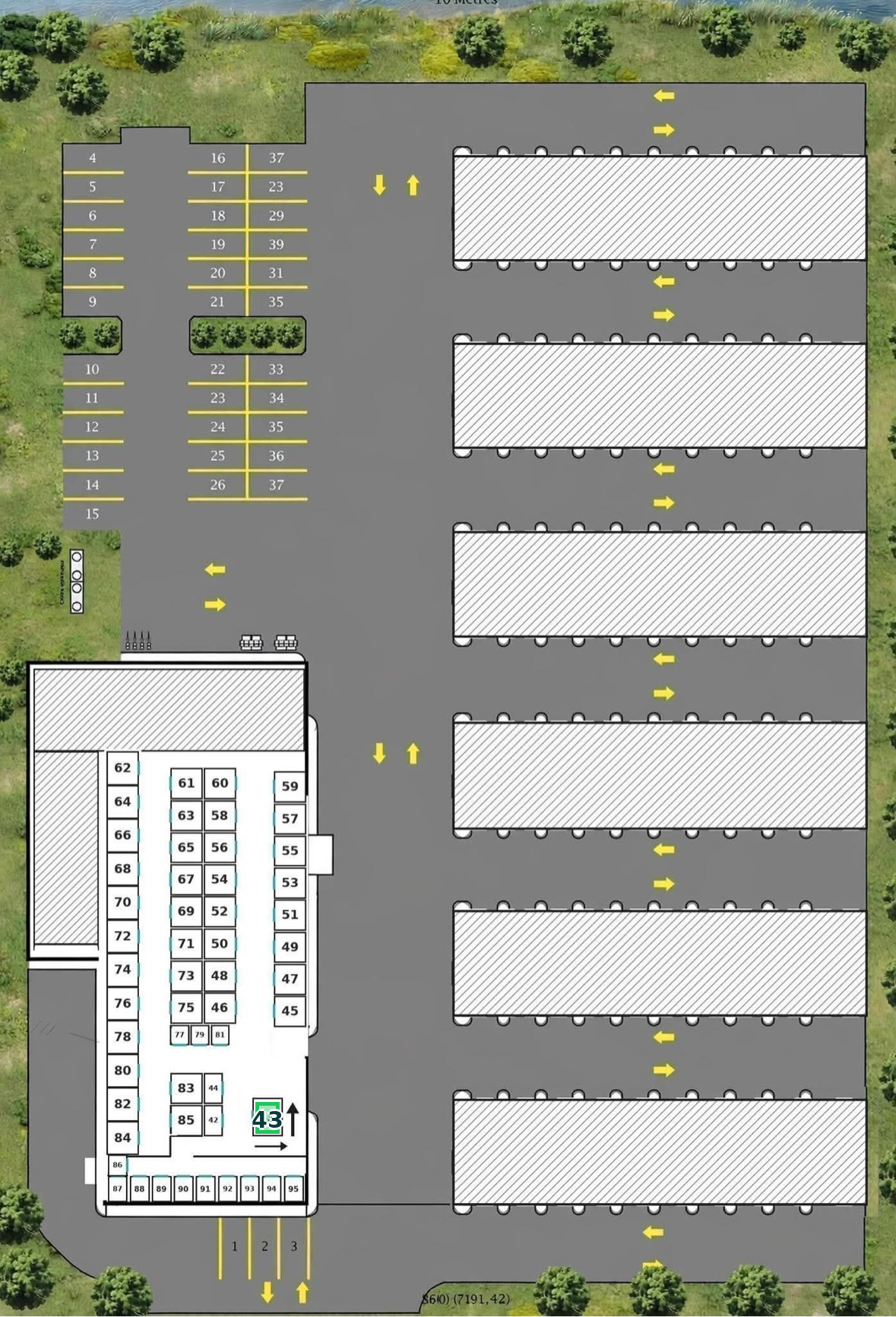 Entrepôt 12 × 13 — emplacement sur le plan du site